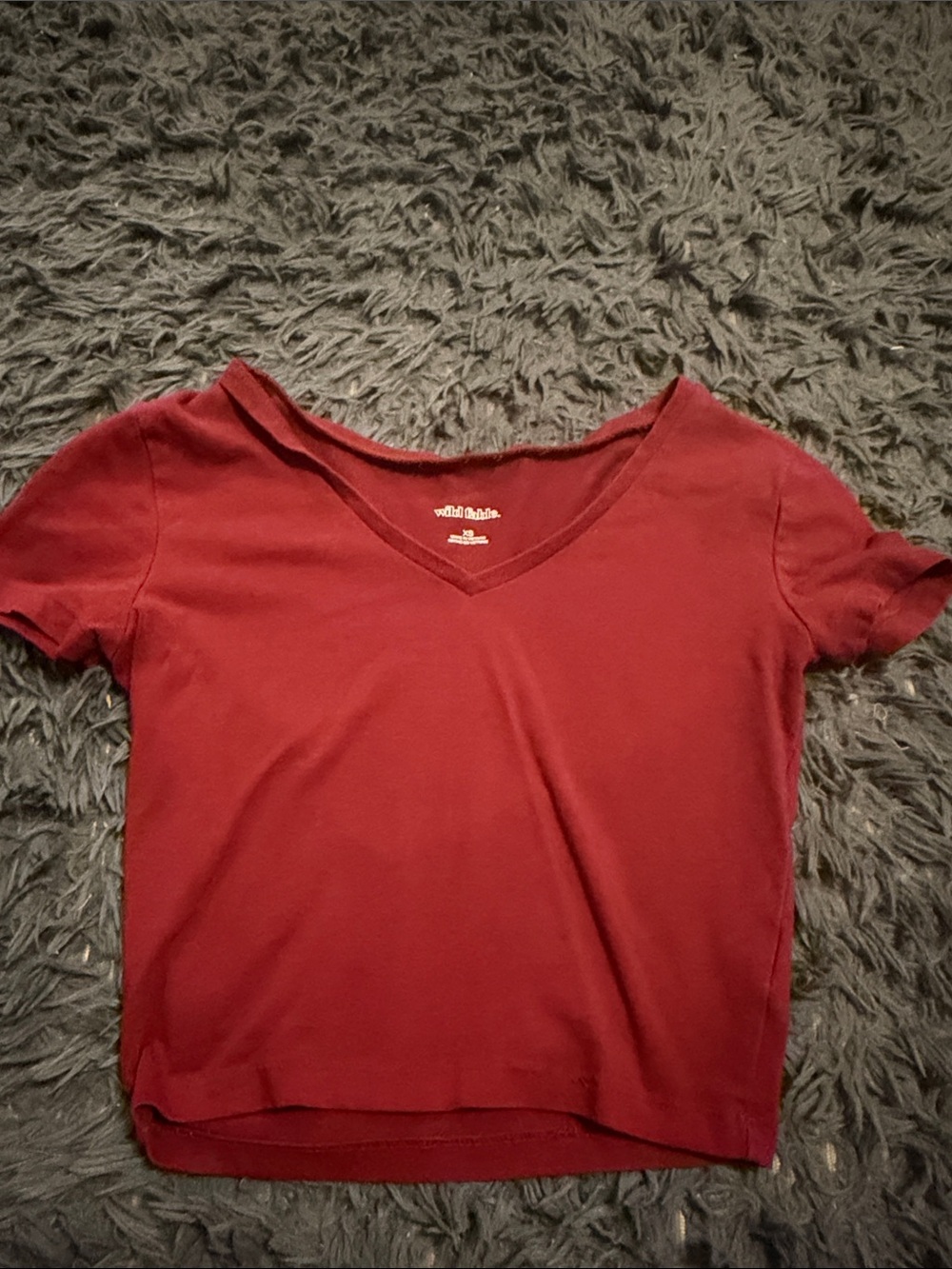 wild fable Short Sleeve V-Neck Tee in Burgundy Red